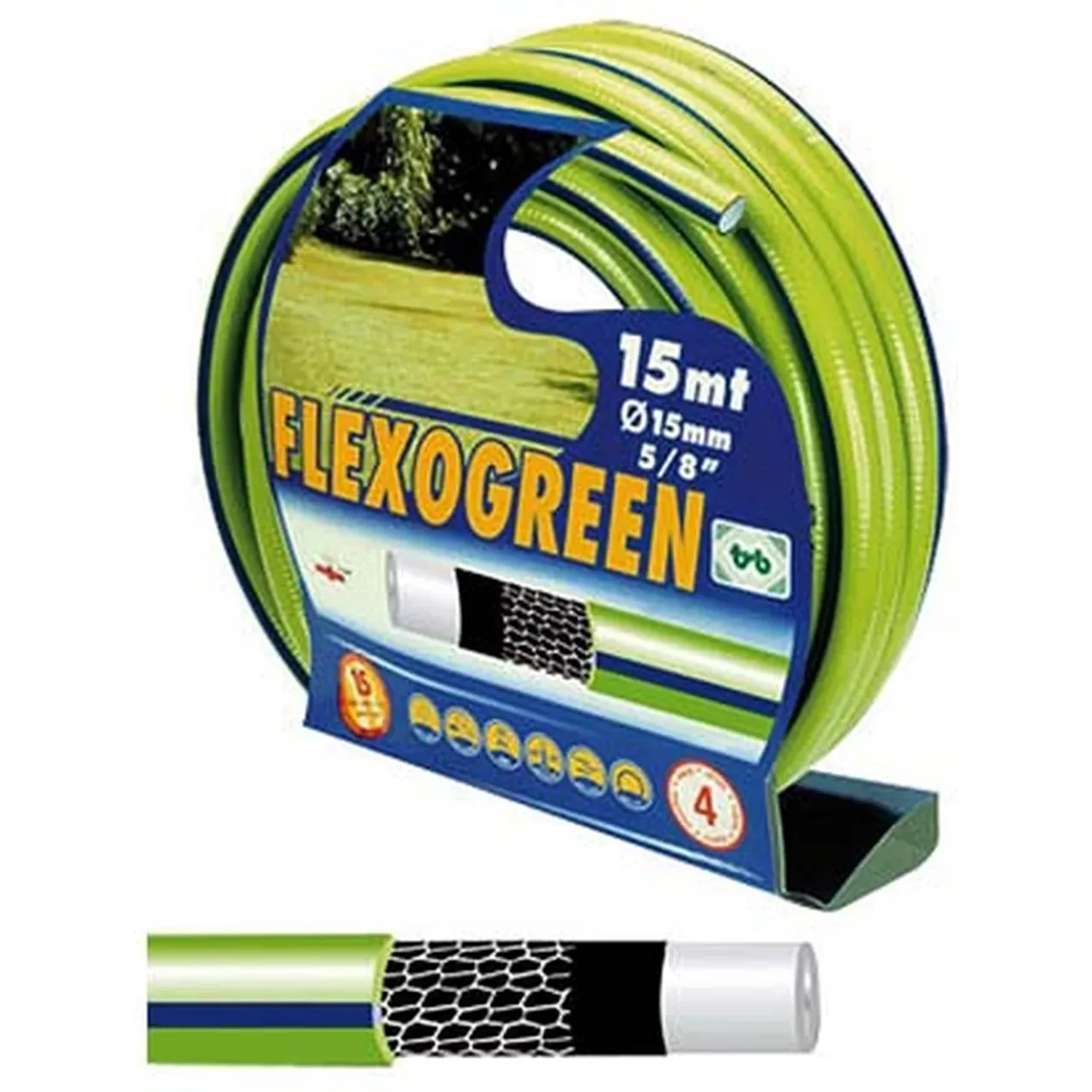 Imagen de MANGUERA FLEXOGREEN 19MMX50M VERDE C/BANDA AZUL MANGUERA FLEXOGREEN 19MMX50M VERDE C/BANDA AZUL