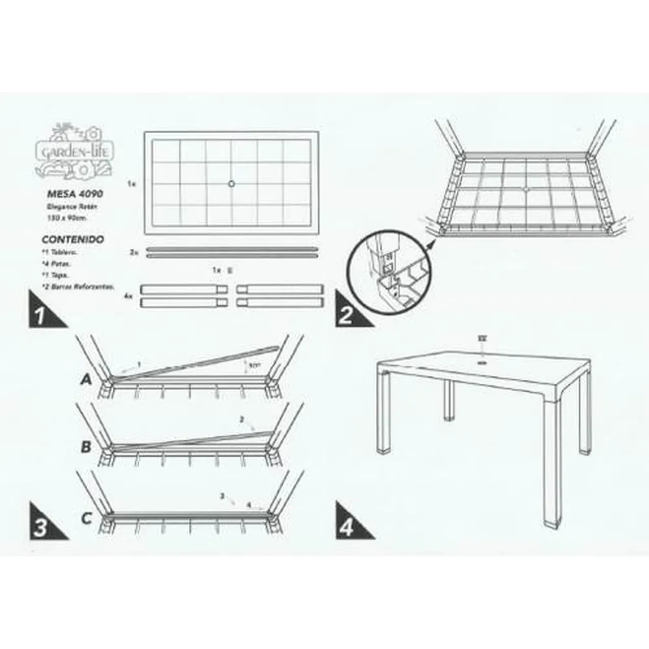 Imagen de MESA RESINA RATAN 150X90X72CM