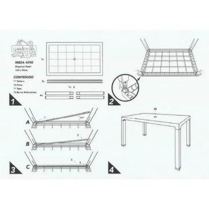 Imagen de MESA RESINA RATAN 150X90X72CM