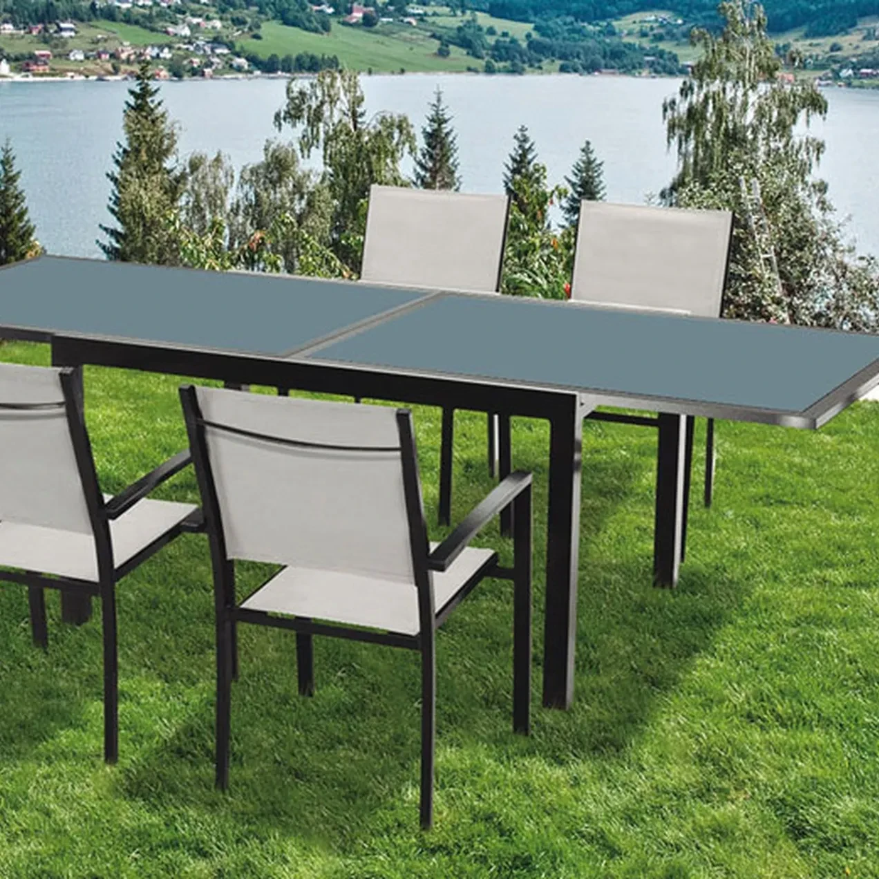 Imagen de MESA JARD 150X90X72CM ALUMINIO