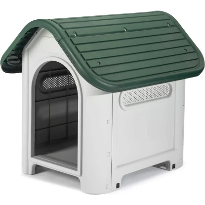 Imagen de CASETA PERRO DE RESINA BEIGE/VERDE 59X75XH66 CM
