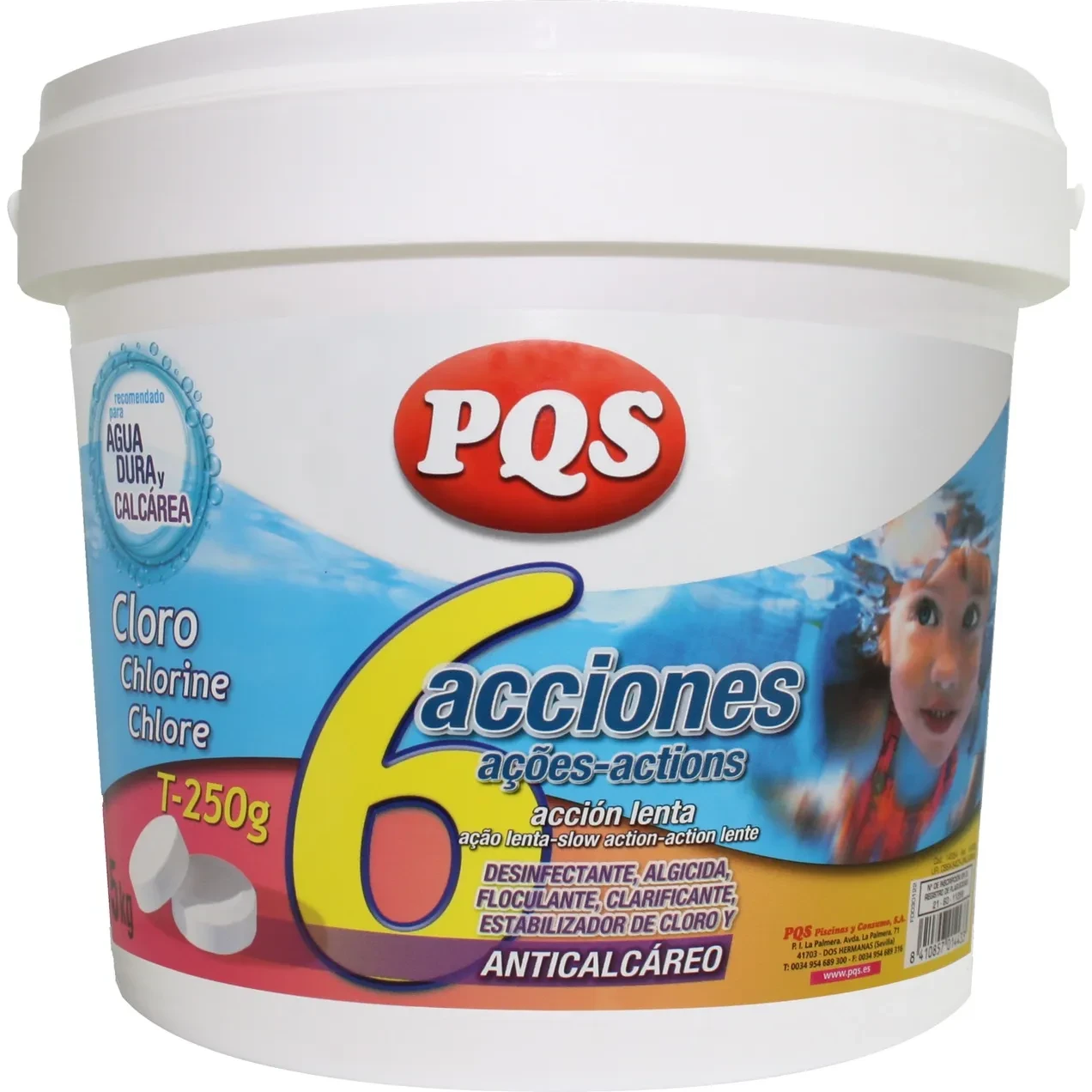 Imagen de PQS CLORO 6 ACCIONES CON ANTICAL T. 250 GR BT 5 KG