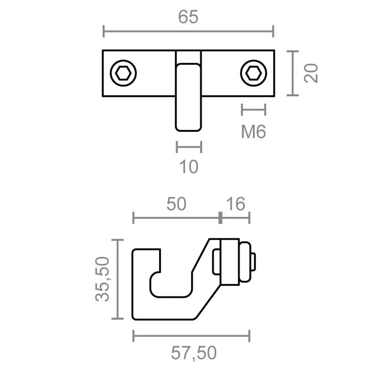 Imagen de GANCHO FINAL TOLDO 65x57,5x35,